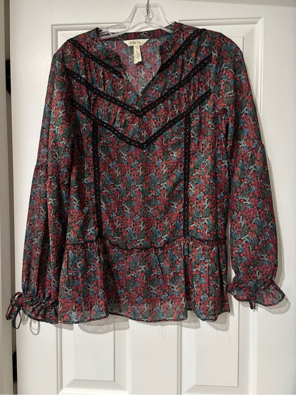 Matilda Jane Floral Peplum Boho Blouse - Size Small